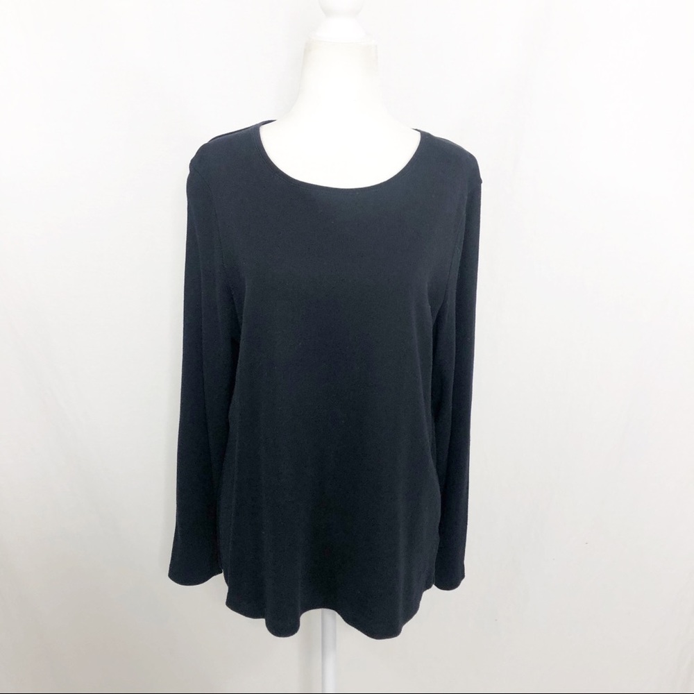 Croft & Barrow Long Sleeve Top, Size 0X, Black